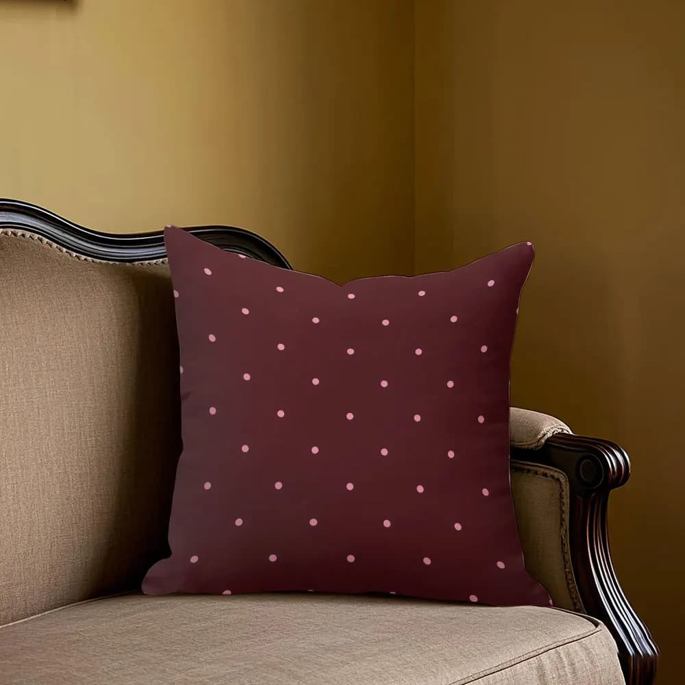 Fodera per cuscino quadrata jacquard bordeaux a pois per divano, ufficio, cuscino lombare, federa decorativa per la casa