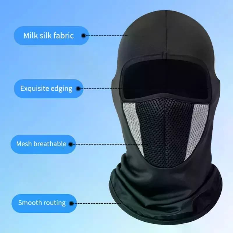 Maschera Protettiva per Moto da Uomo, Traspirante, Integrale, Sottile in Seta Ghiaccio, Copricapo per Escursionismo, Pesca, Sci