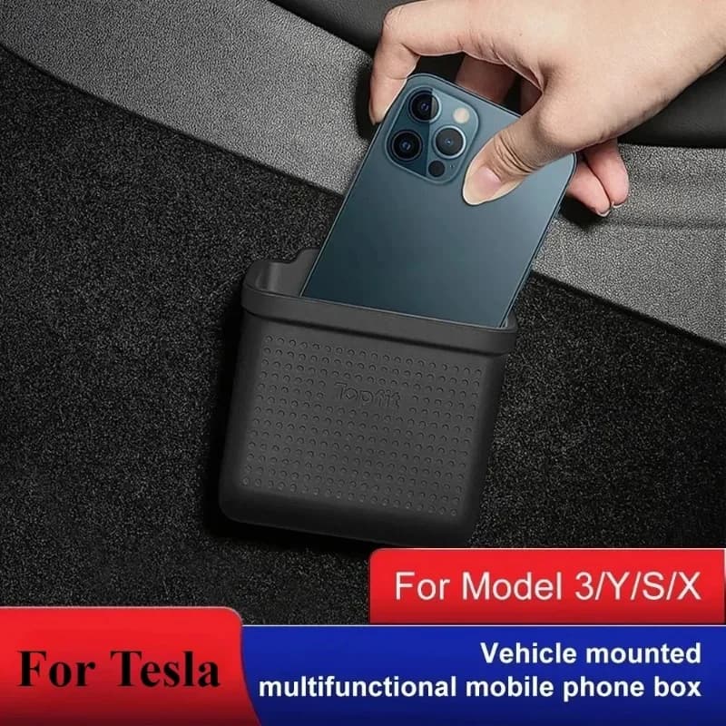 Scatola di immagazzinaggio per incollare per Tesla Model 3 YXS Custodia per carte di sigarette tascabile per telefono cellulare in silicone Nuovo modello Y Juniper 2025 Accessori