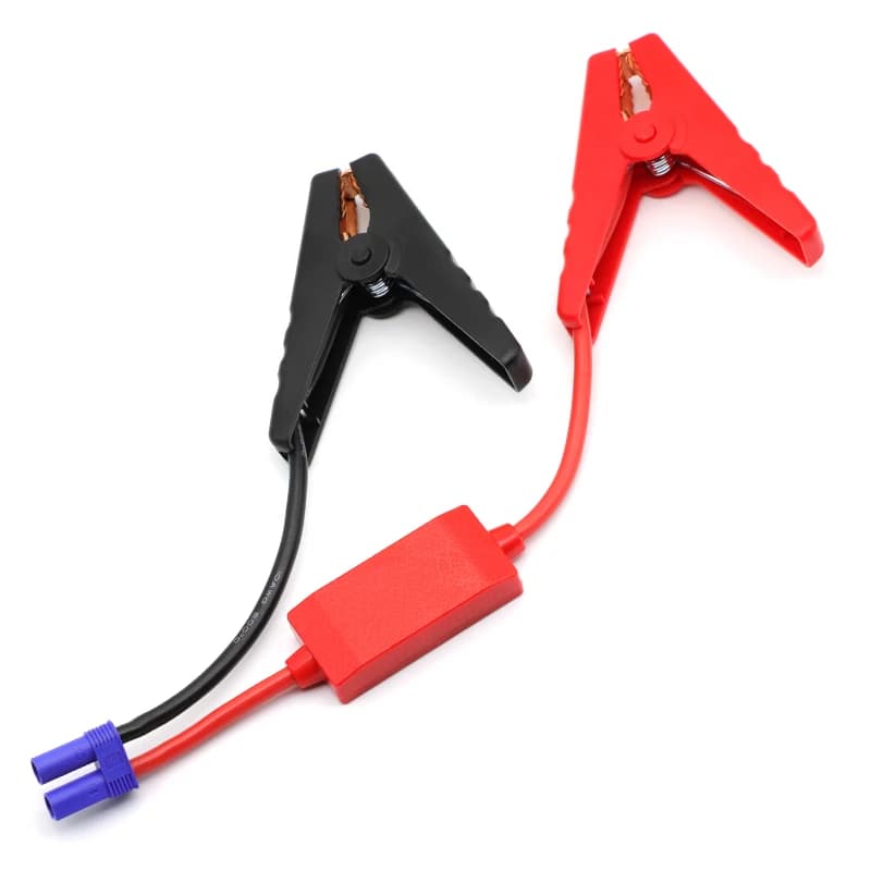 Cavo di avviamento di emergenza (1 pz) con morsetti, cavo booster con connettore EC5 e modulo anti-inversione di carica per avviatore di emergenza auto