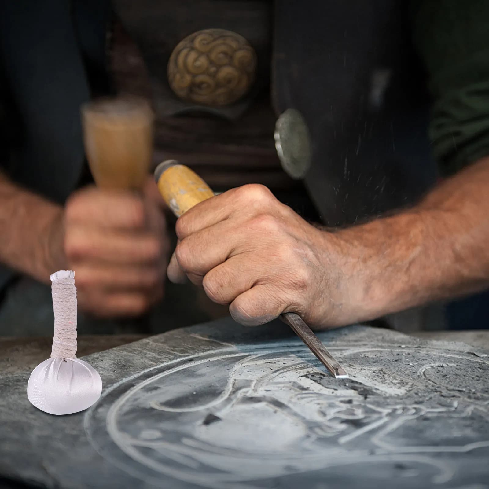 1 Pezzo Tampone Liscio in Tessuto per Applicazione Inchiostro, Strumento per Stampa a Blocchi, Tampone per Pressatura, Strumento per Stampa Artistica e Artigianale, Applicatore per Timbri in Legno