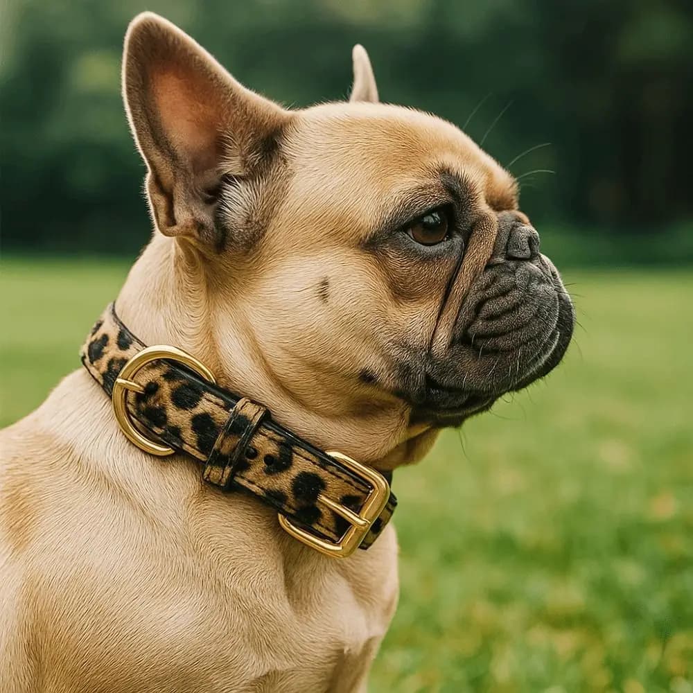 Collare per cani con stampa leopardata Collare per animali domestici regolabile in pelle PU Collare per cani leopardato resistente all'usura Cani di piccola taglia media