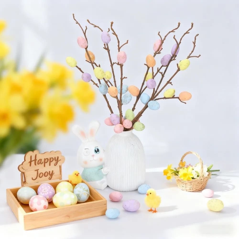 Artificial Copper Shape Bouquet with Easter Eggs, Length 35CM, Home Decoration