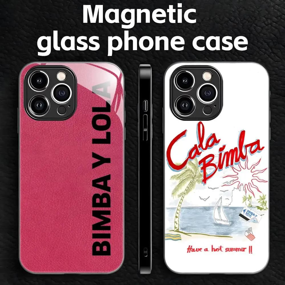 Brand BIMBA Y LOLA logo Phone Case For iPhone17 16 15 14 13 12 11 X XR XS 8 Plus Mini Pro Max Glass Magnetic Case