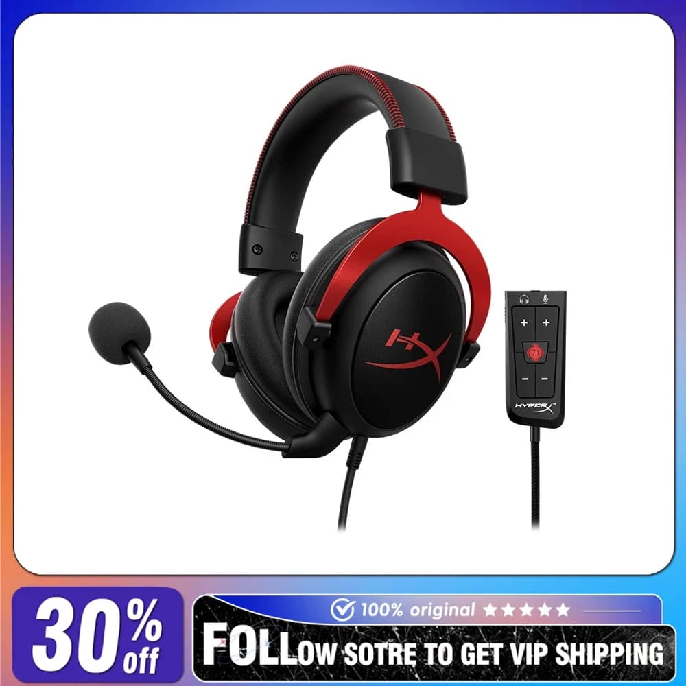 Gaming Cablate Headphones HyperX Cloud II HIFI, Ergonomic Design, Microphone Stackable with Noise Cancellation, PS4/PS5/Switch