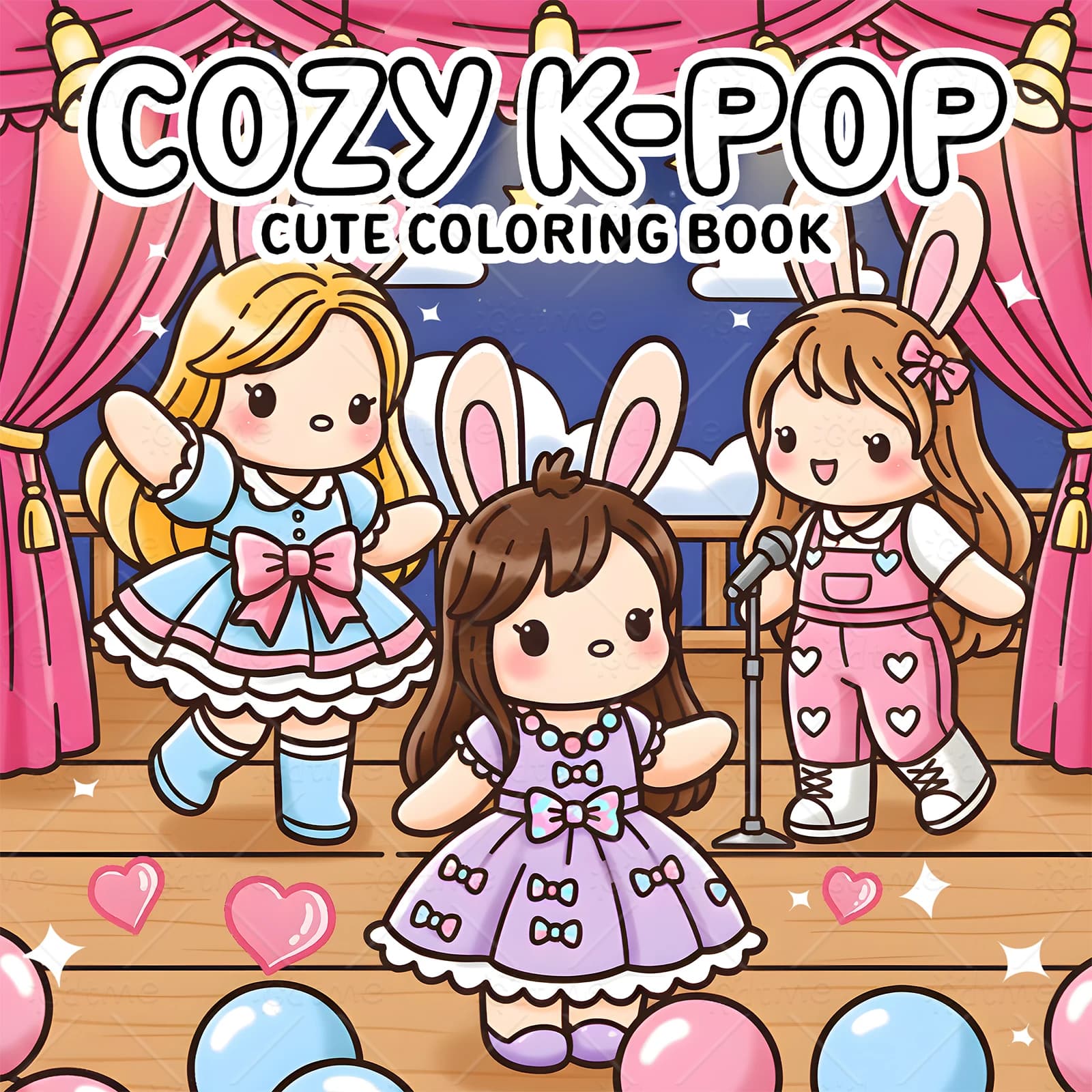 COZY K-POP Bold-easy Patterns Coloring Book for Adults Cute Drawing Book Perfect Gift for Party and Birthday