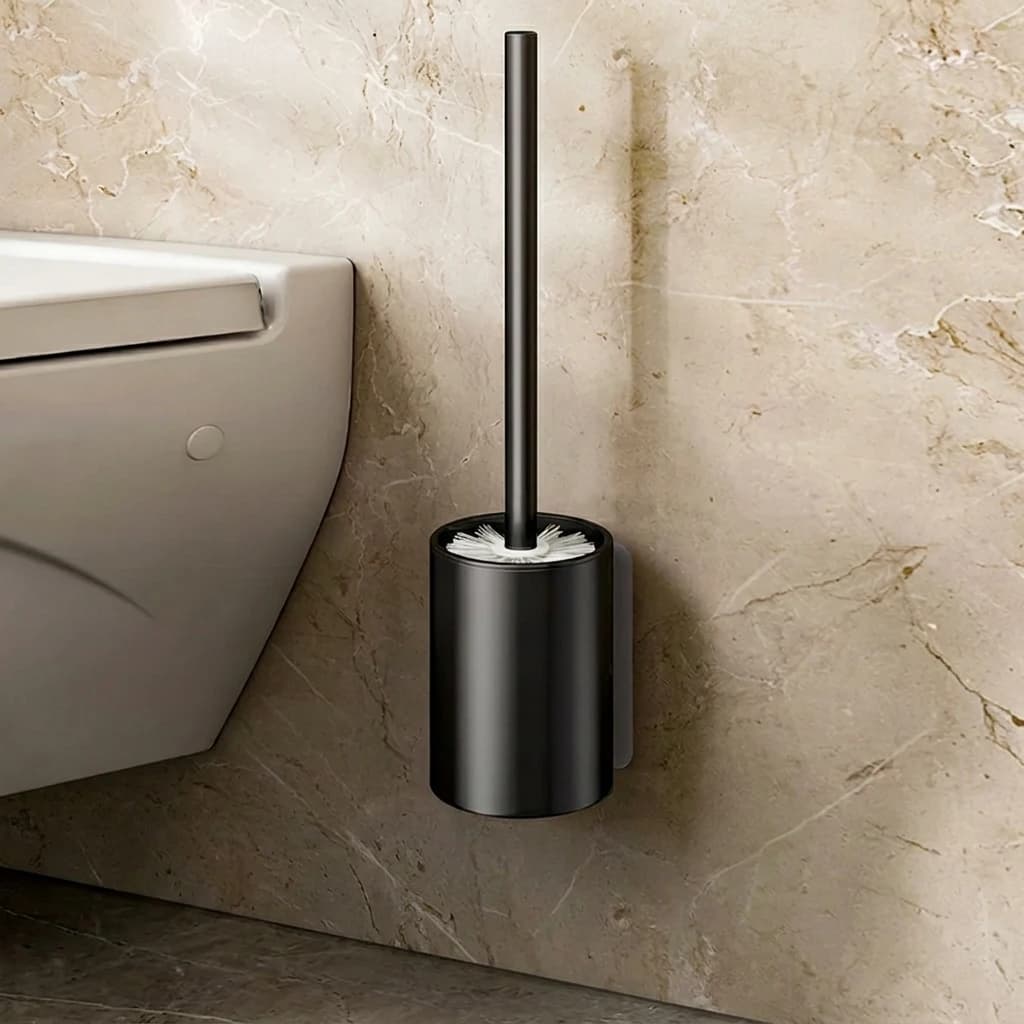 Space Aluminum Toilet Brush Set With Odor Proof Design And 360 Degree Cleaning For Home Use