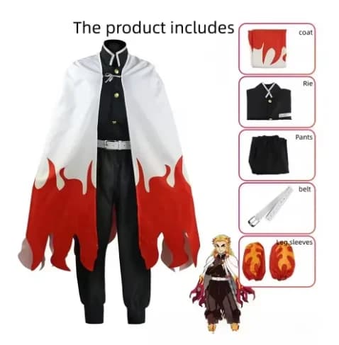 New Costume Anime Role Playing Killer Adult Uniform Set with Wig Suitable for Party Stage Flame Graphic Print on the Outerwear