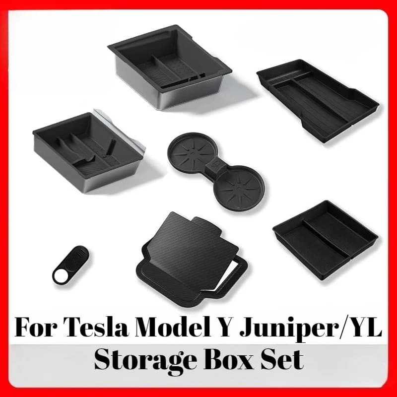 Per Tesla Model Y Juniper/YL Console centrale Bracciolo Scatola di immagazzinaggio Set Cuscinetti per tazze antiscivolo Vassoi organizzatore Accessori interni auto