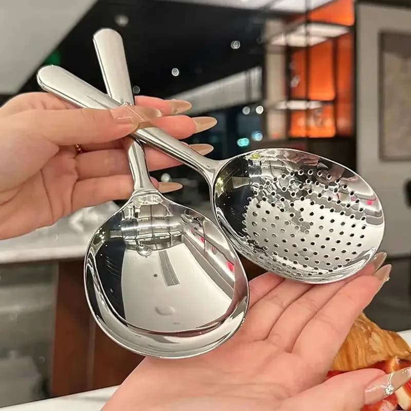 1 tablespoon stainless steel to serve soup, rice, spoon with drainage hole, heat-insulating handle, kitchen utensils for everyday use
