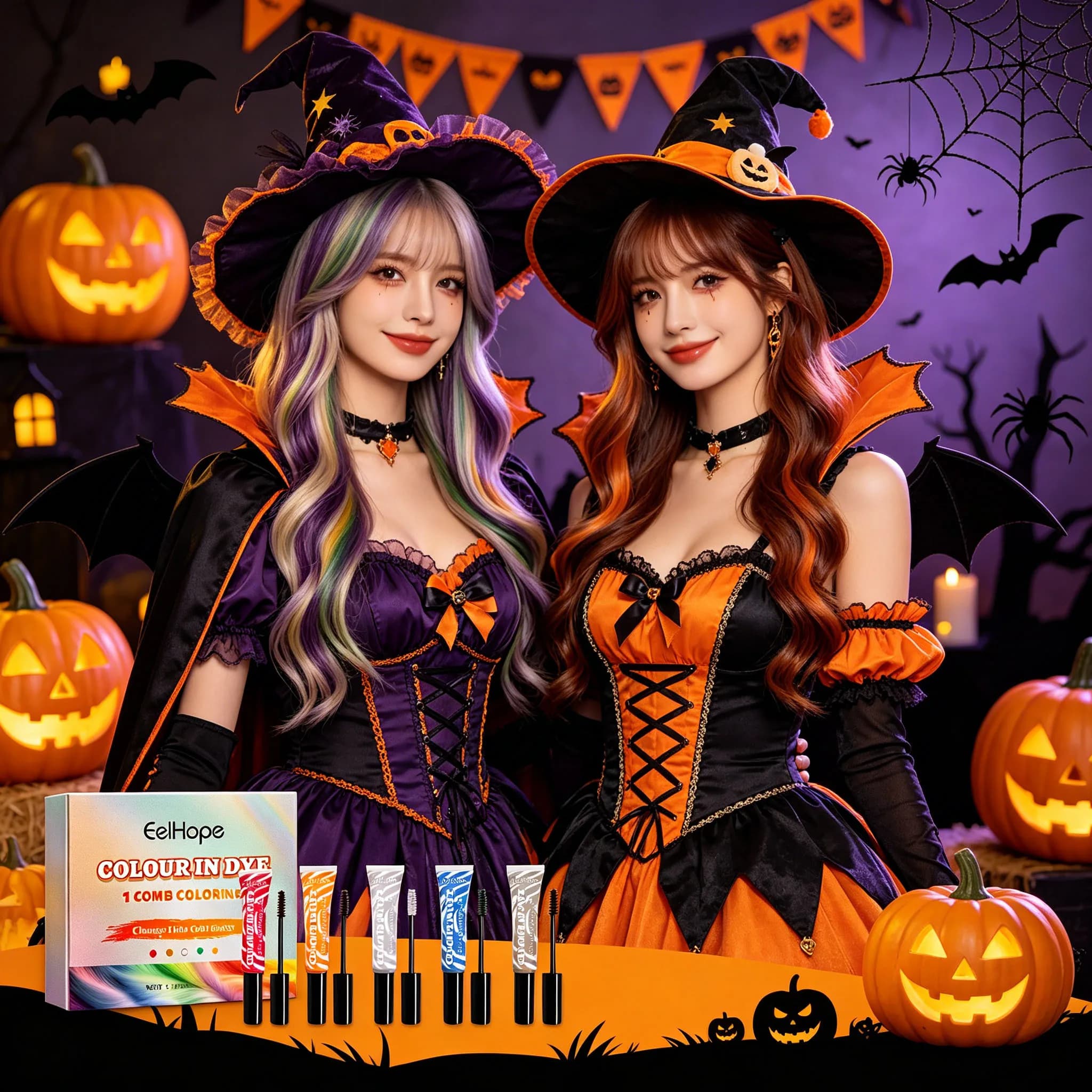 Halloween Temporary Hair Color Dye Set 5 Colors One Comb Coloring Mascara Disposable Washable Hair Dye Cream Cosplay Party DIY H