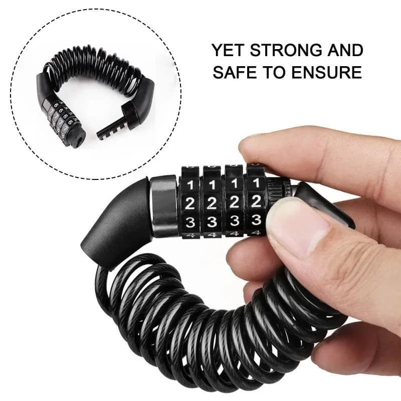 Anti-theft chain for Motorcycles and Bicycles with 4 Ciphers Combination, Helmet Lock, Portable Security Cable and Resistant