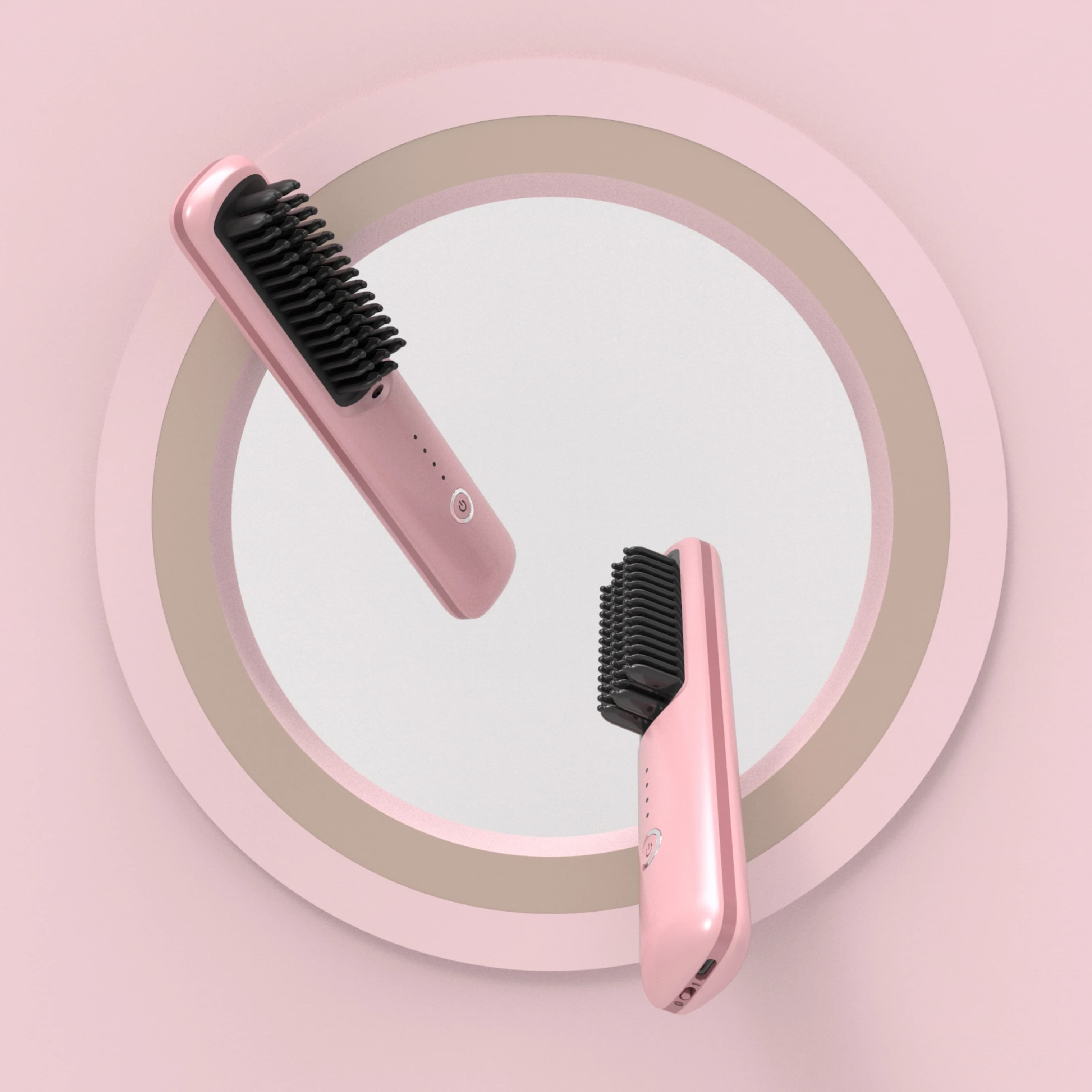 2026 New Arrival Wireless Ceramic Hair Straightener Brush Cordless Ionic Straightening Comb Mini Portable USB Household
