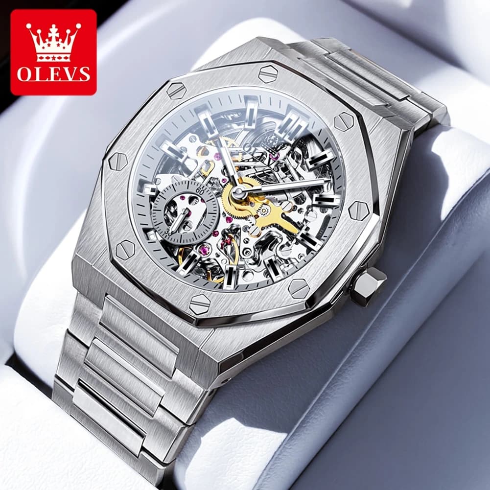 OLEVS 6669 Top Brand Men's Watch Fully Automatic Automatic Mechanical Wrist Watch Waterproof Chronograph Luminous Hand Watch