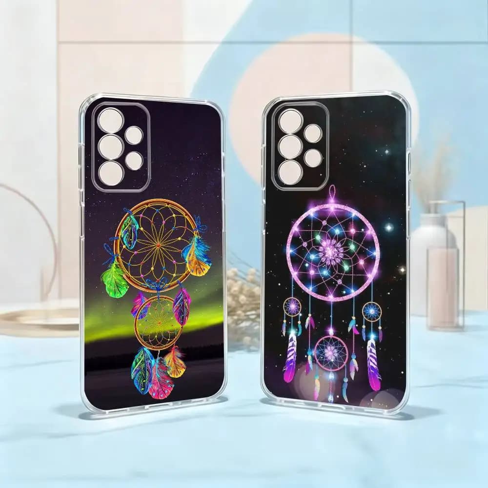 R-Retro Feather Dreamcatcher Phone Case For Samsung S25,S24,S21,S22,S23,S30,Ultra,S20,Plus,Fe Transparent Cover