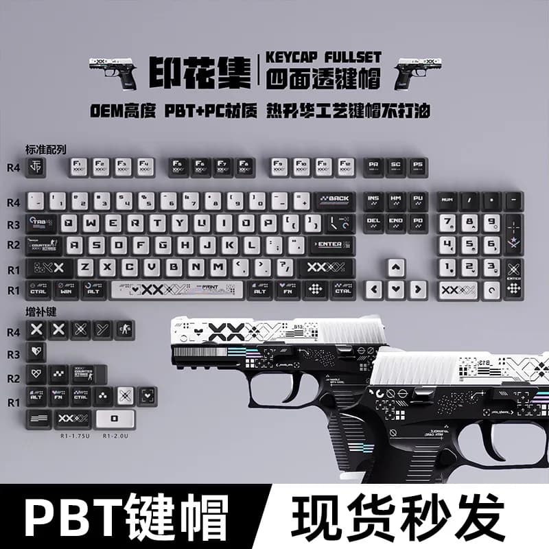 Pudding Four sided Transparent Color Sublimation Keycaps Customized Mechanical Keyboard Transparent Printstream Keycaps