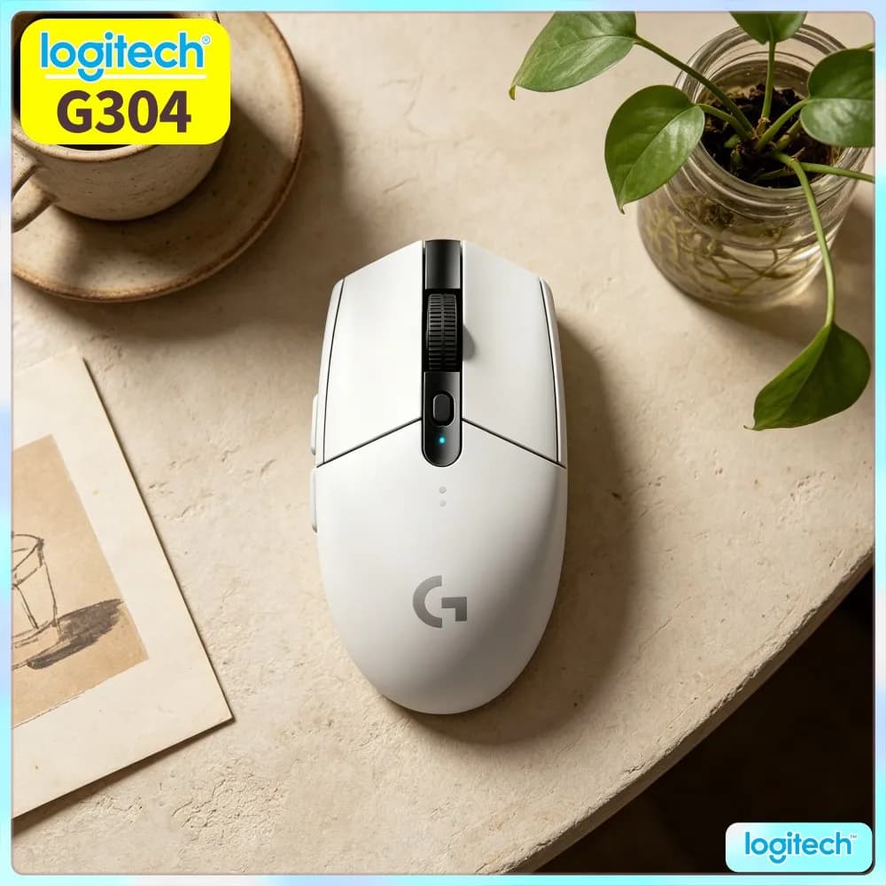 Logitech G304 LIGHTSPEED Wireless Gaming Mouse Right‑Hand Biased Outline Fit Natural Grip Posture Of Most User Hands
