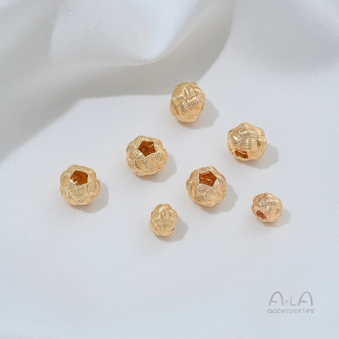 Perline distanziatrici in lana intrecciata placcate argento 14K, perline sfuse fatte a mano, accessori per gioielli fai da te, collane di perle e cristalli.