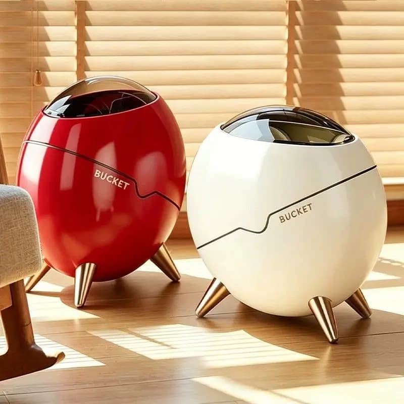 Creative Light Luxury Crevice Garbage Bin, Household Living Room, Large Capacity, High-end Space Warehouse, Bathroom, Egg Shaped