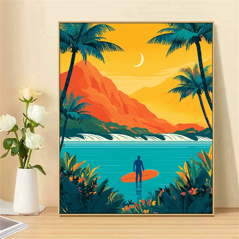 Painting by Numbers For Adult Kit surf DIY Dropshipping Canvas Oil Paint by Number Home Decor