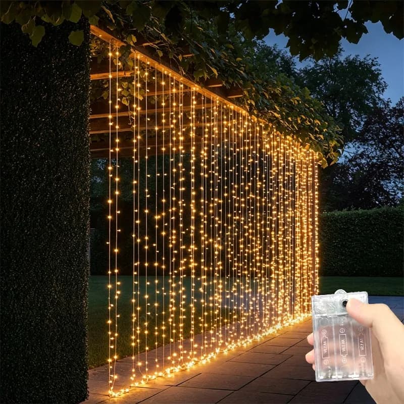 1 pz. Luci a LED a batteria 6/3M a cascata, Ghirlanda luminosa natalizia per feste, casa e decorazioni nuziali