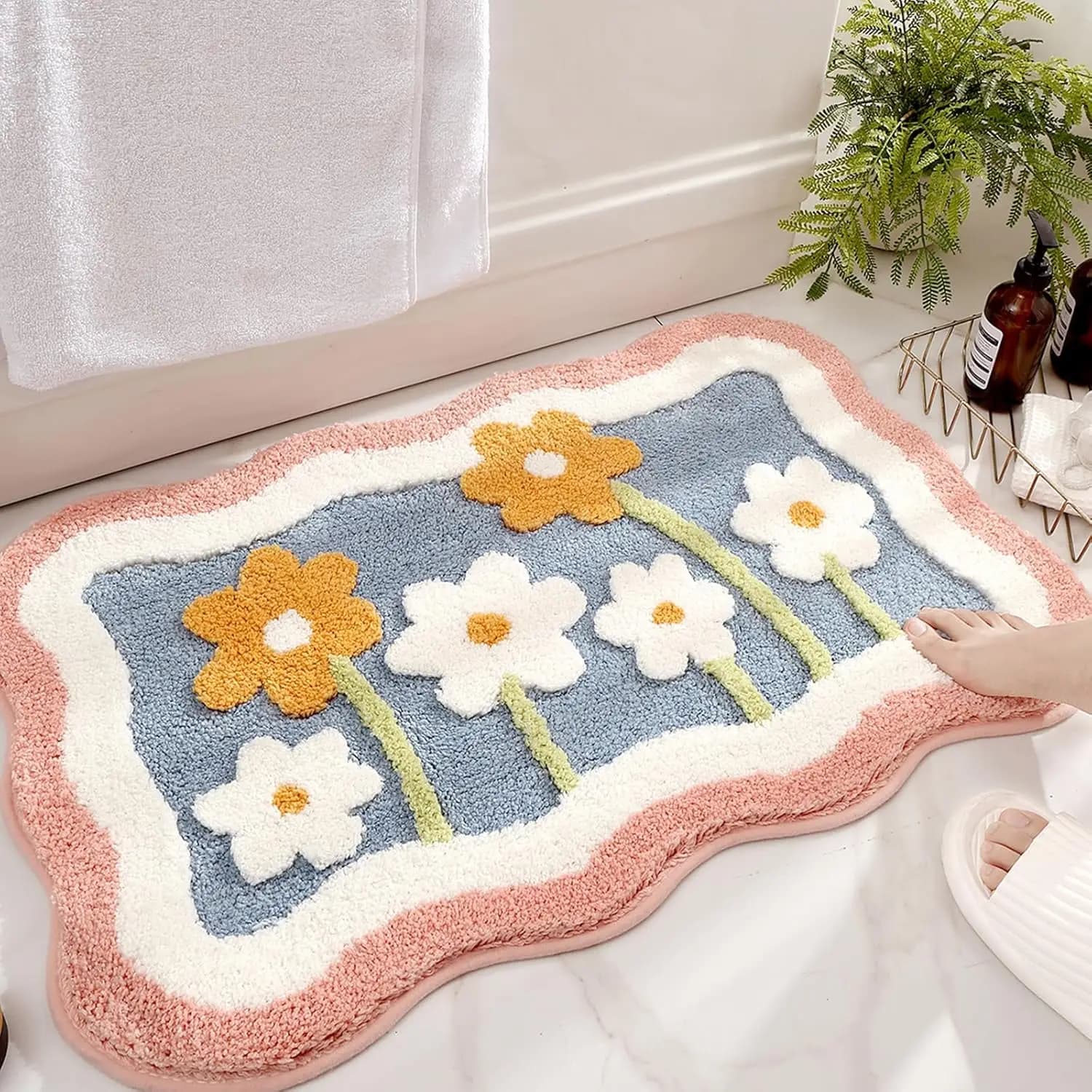 Tappetino da bagno Tappeto da bagno morbido antiscivolo in finta lana Tappeto da bagno resistente allo sporco ad asciugatura rapida per vasca da doccia Tappetino per la casa