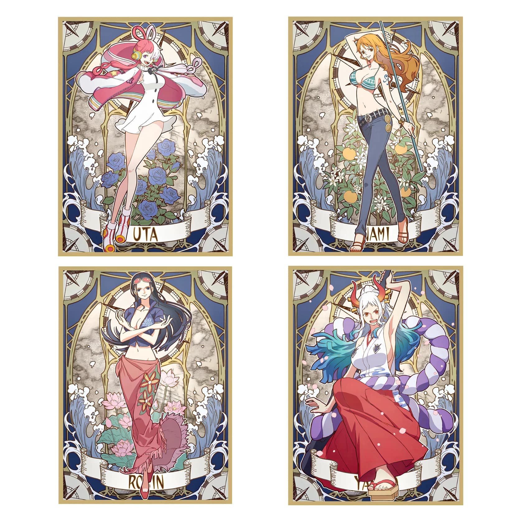 60PCS Anime One Piece Card Sleeves Nami Uta Robin Yamato Figure giochi da tavolo OPCG PTCG Trading Cards Laser Shine Protector Case
