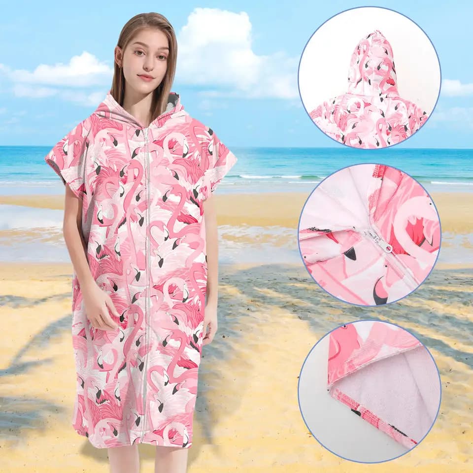 Asciugamano da spiaggia con cappuccio per uomo e donna Asciugamani con cappuccio Accappatoio per adulto Poncho in microfibra morbida e leggera ad asciugatura rapida
