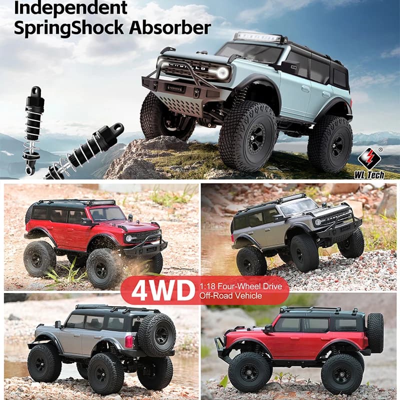 WLtoys 184023 1/18 Telecomando RC Elettrico 4WD Fuoristrada Veicolo da Arrampicata Simulazione Mini Giocattolo per I Ragazzi Regalo