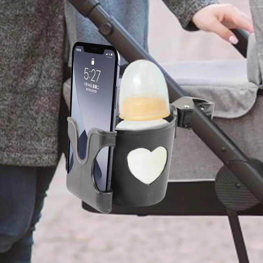 Portabicchieri per passeggino, portabottiglie per passeggino 2 in 1 e supporto per telefono, passeggino, accessori per sedie a rotelle per passeggino