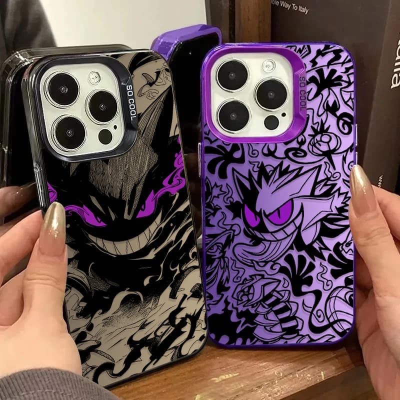 Nuova Cover Rigida Antiurto Nera P-Pokemon Gengar per iPhone 17 Air 16 15 11 12 14 13 Pro Max X XS MINI XR 7 8 Plus