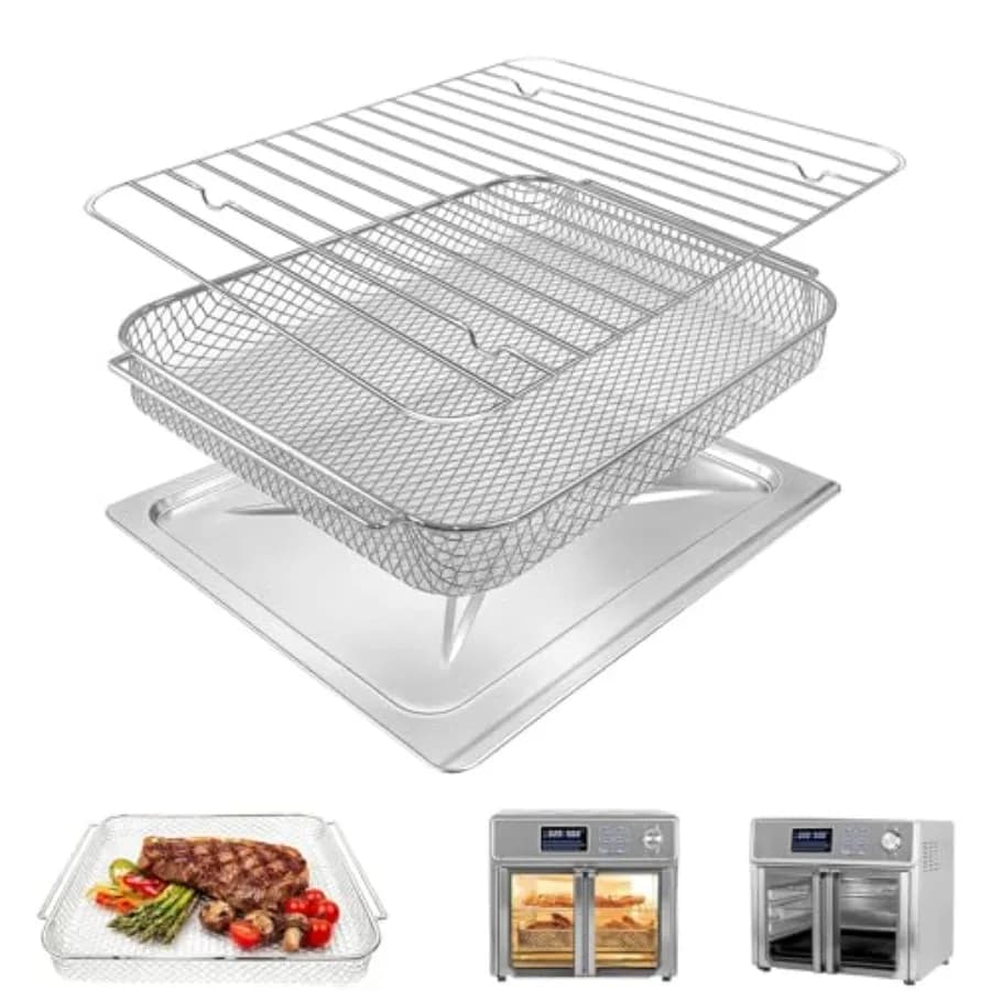 Set di accessori 3 in 1 per friggitrice ad aria Kalorik MAXX 26QT, con cestello da cottura e vassoio raccogli briciole per tostapane da appoggio 10 in 1