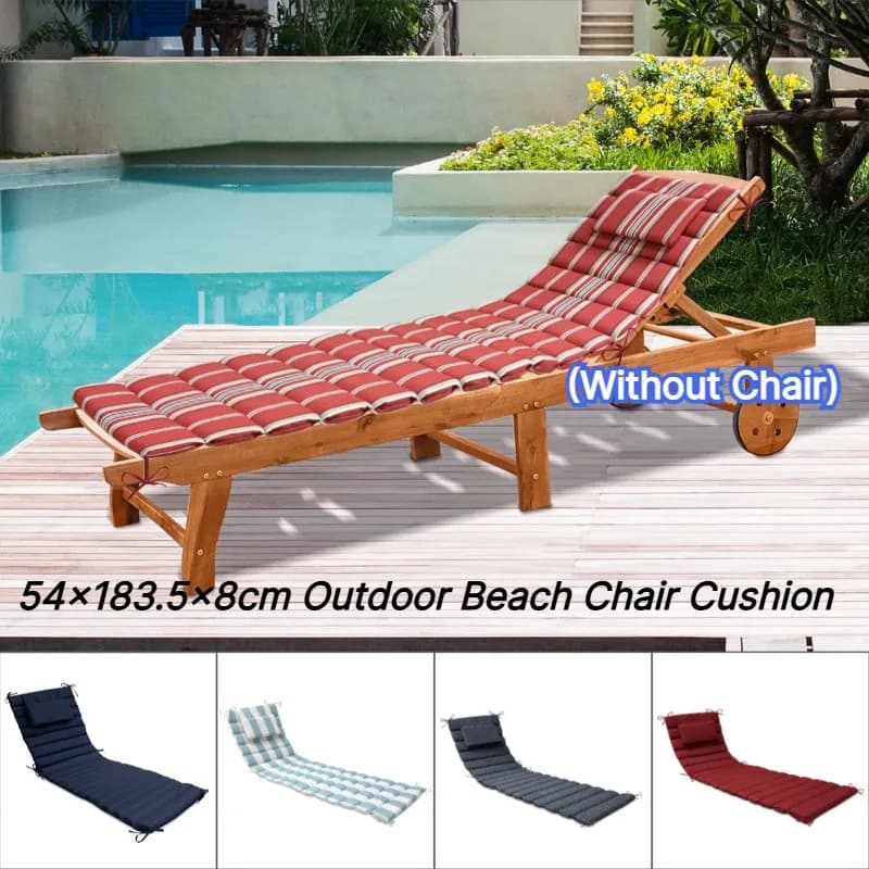 Outdoor Beach Chair Cushion Foldable Lounge Cushion 54x183.5x8cm Lawn Pool Beach Lounge Chair Cushion (Without Chair)