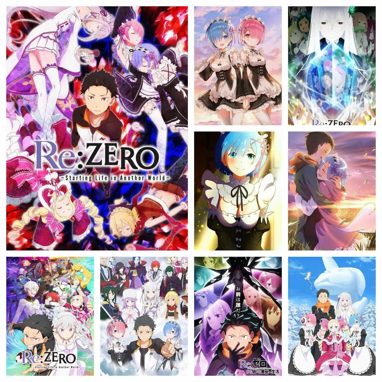 Pittura Diamantata 5D Fai da Te Anime Giapponese Re:Zero, Decorazione Estetica per Casa, Soggiorno, Camera da Letto, Bar