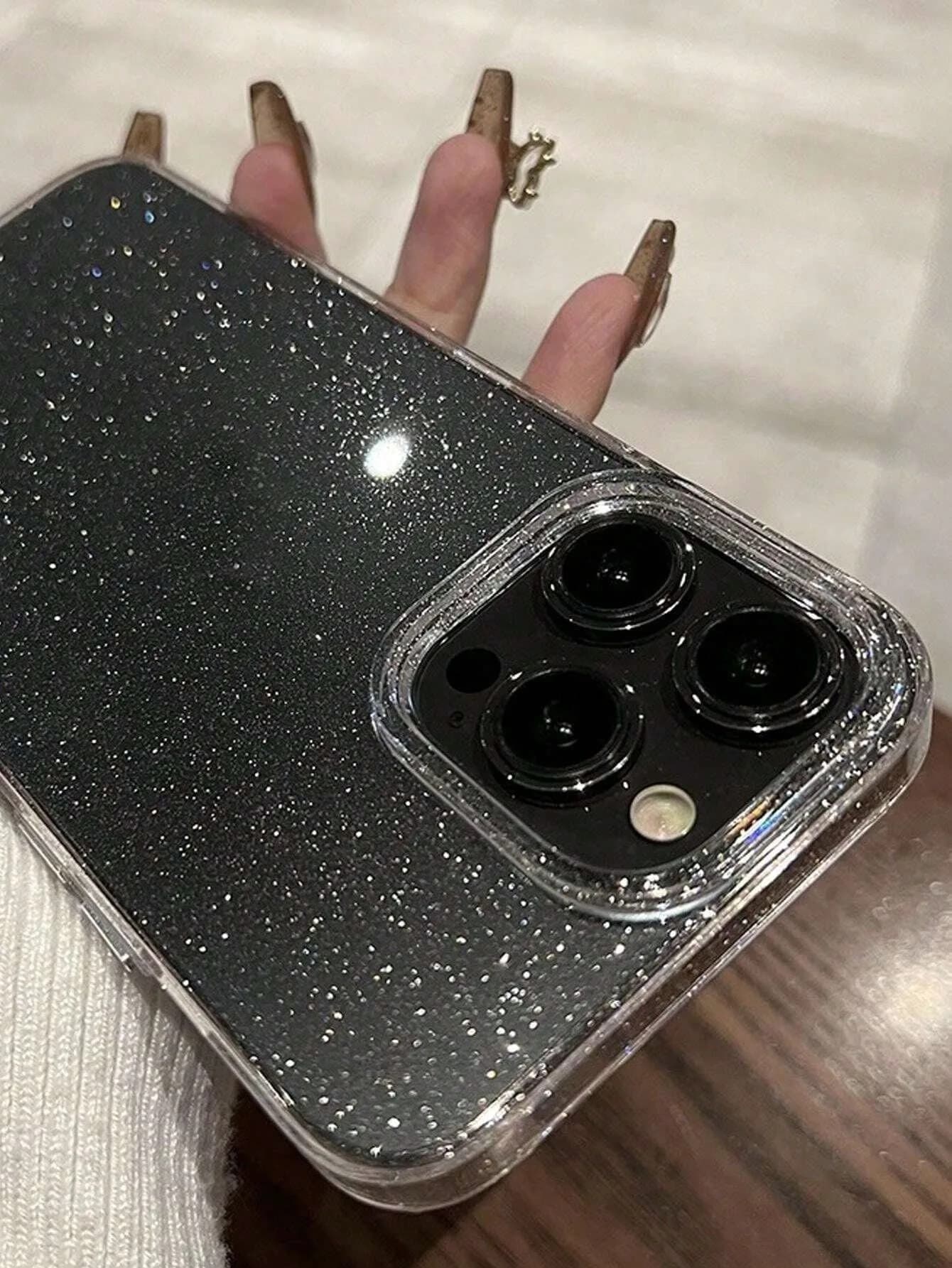 1.5 mm thick glitter transparent phone case for iPhone 16 15 14 Plus 13 12 11 17 Pro Max Wireless charging cover case