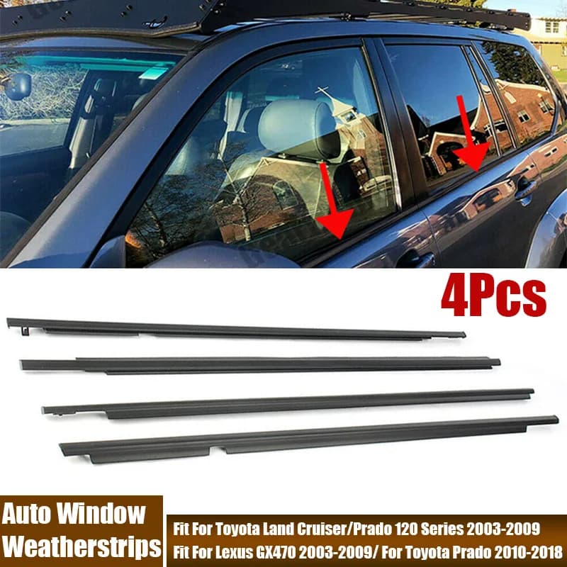 4 pezzi di guarnizioni impermeabili per finestrini auto per Toyota Land Cruiser/Prado 2003-2018/Lexus GX470 2003-2009