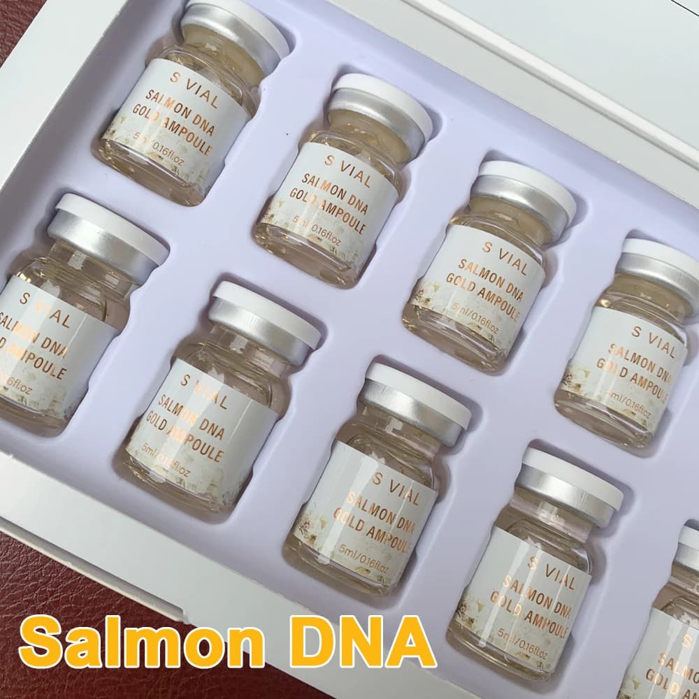 Kit Siero Booster per la Pelle con 10 Fiale di DNA di Salmone PDRN, Siero Viso Sbiancante e Idratante per Microaghi da 0,3 mm