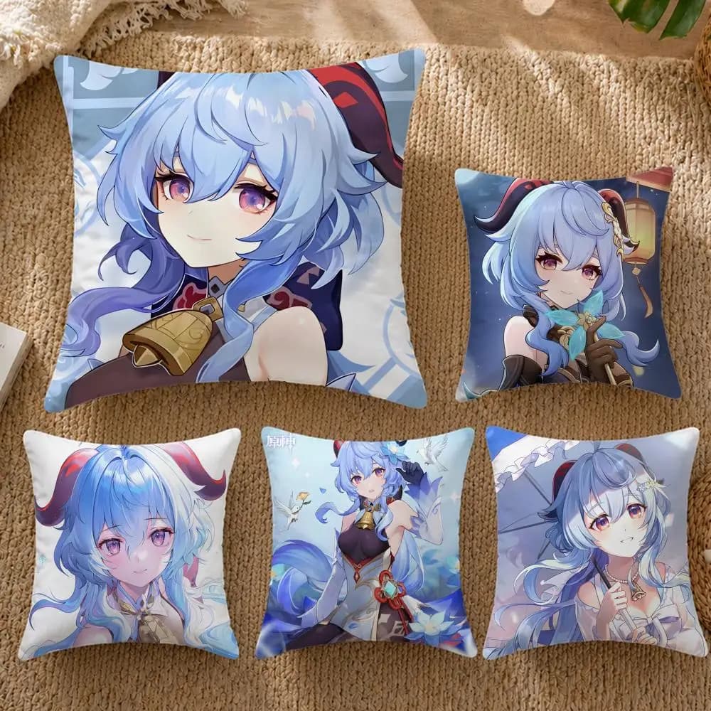 Set di 4 cuscini morbidi in peluche Anime GGGanyuful, fodere per cuscini, federe decorative per divano, letto, decorazioni per la casa 50x50 45x45 40x40