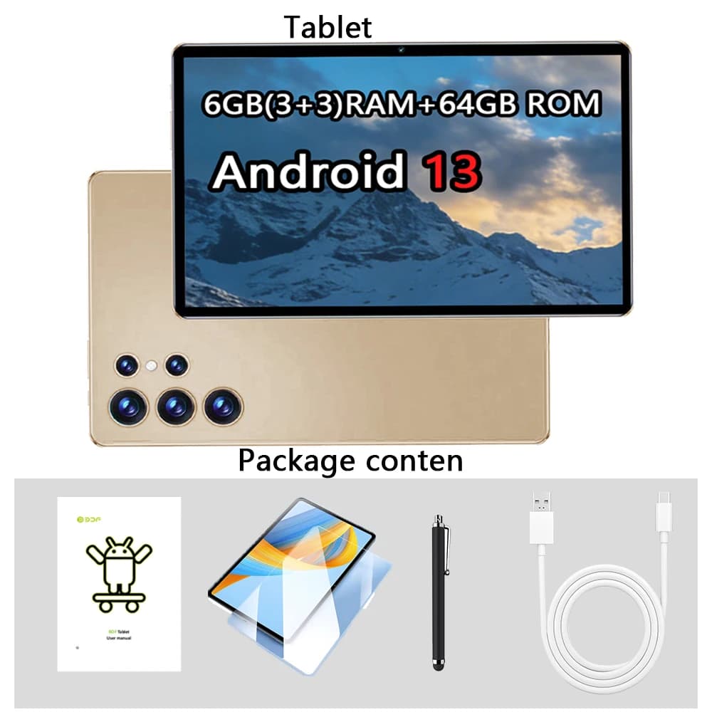 New 10.1 Android Tablet 2026, 6GB+64GB, Dual SIM Standby, Bluetooth, Google, Call Function Tablet