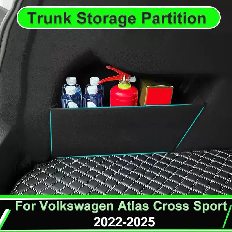 Per Volkswagen Atlas Cross Sport Teramont X 2022 ~ 2025 Auto Ispessimento Tronco Scatola di Immagazzinaggio Organizzatore Partizione Lato Accessori Auto