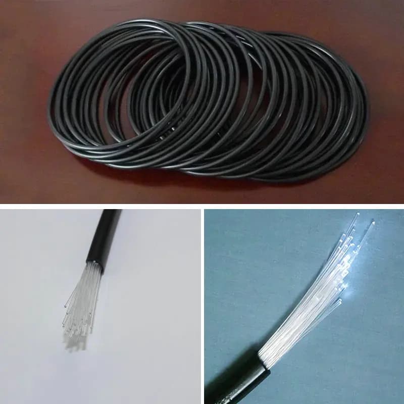 Guaina decorativa in PVC nero Cavo in fibra ottica 75 pezzi * 0,75 mm in giacca in PE nero Corda ottica in plastica PMMA Multi-fili fai da te