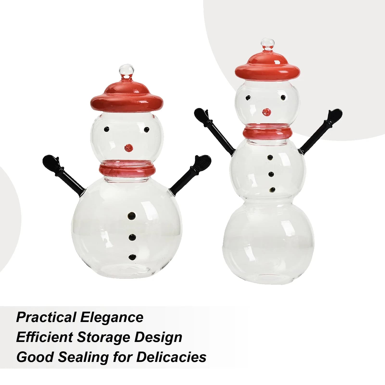Christmas Cookie Jar Festive Glass Snowman-shaped Treat Container With Lid Treat Organizer Jar Christmas Table Centerpiece Decor