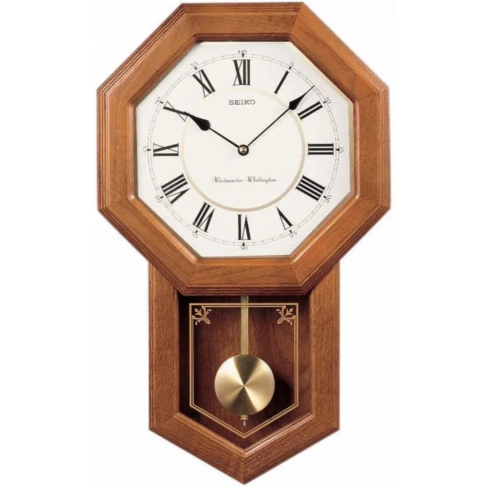 Orologio da parete tradizionale per casa scolastica in rovere chiaro con carillon e pendolo