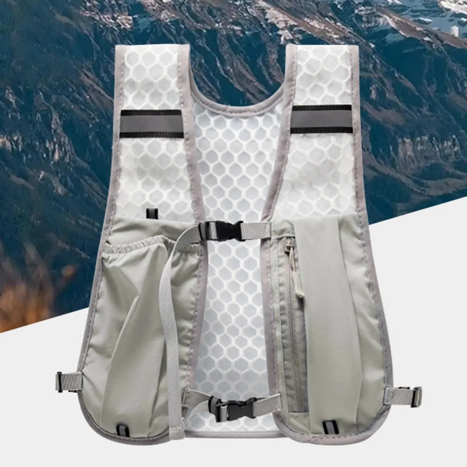Reflective Hydration Vest Pack Backpack Water Bottle Pouch Breathable Gear for Camping Trail Running and Hiking