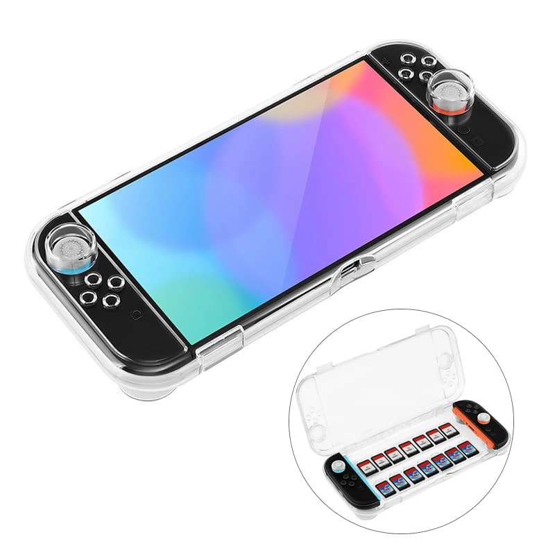 Nuova Custodia Protettiva Trasparente per Switch 2, Cover Flip Rigida con Scomparto per Schede di Gioco, Compatibile con Console Nintendo Switch 2 Joycon