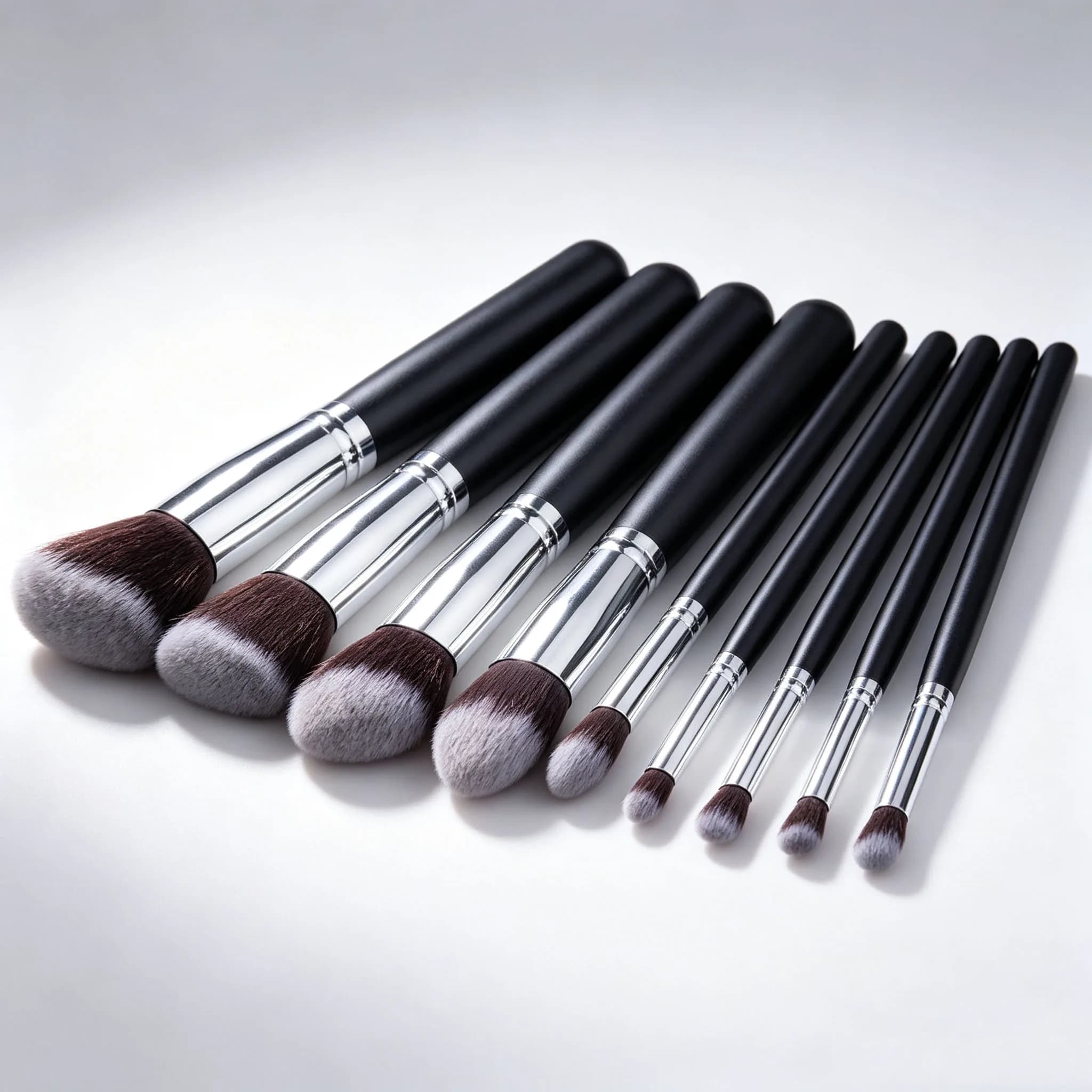 10Pcs Beginner Makeup Brush Set-Foundation, Powder, Blusher & Eyeshadow Brushes, Easy-to-Use Black Beauty Tools for Daily Makeup