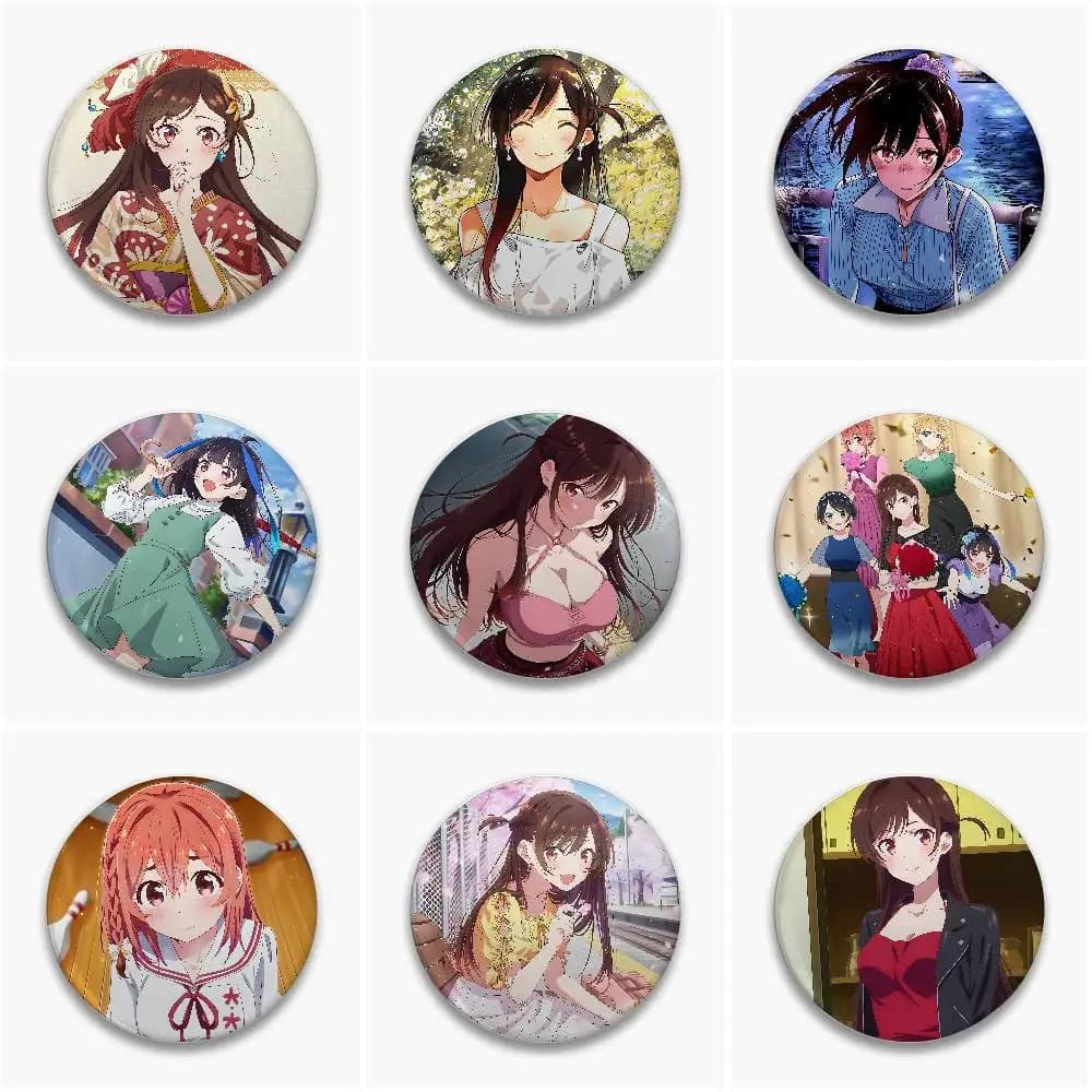 Rent A Girlfriend Badges Button Pin Handmade Brooch For Clothes Badge Backpack Decoration Accessories