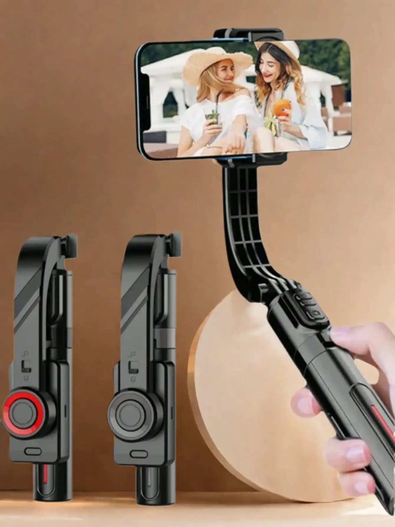 Stabilizzatore Gimbal 360 ° Treppiede Bluetooth per selfie con rotazione stabile per smartphone, supporto per riprese verticali con microfono universale integrato