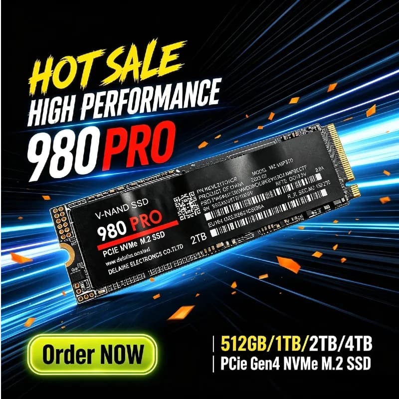 New 980Pro M.2 NGFF PCIe 4.0 Internal SSD Up to 7450MB/s High Speed Solid State Drive Laptop Desktop PC Game Storage Disk