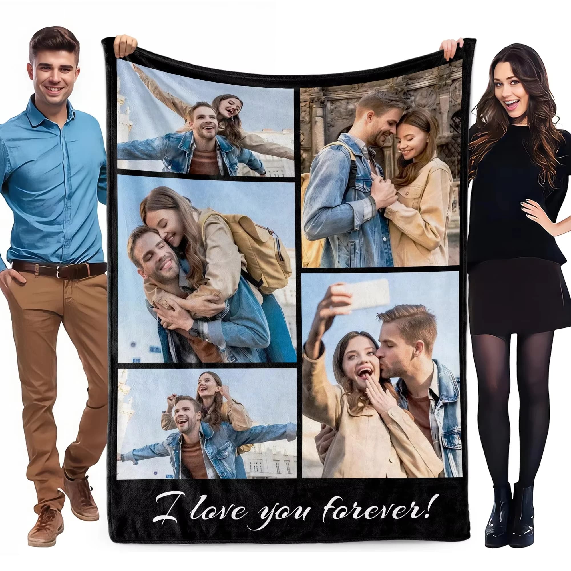 Custom Photo Throw Blanket Customized Warm Comfortable Blanket Perfect Gifts For Family Halloween Thanksgiving Christmas